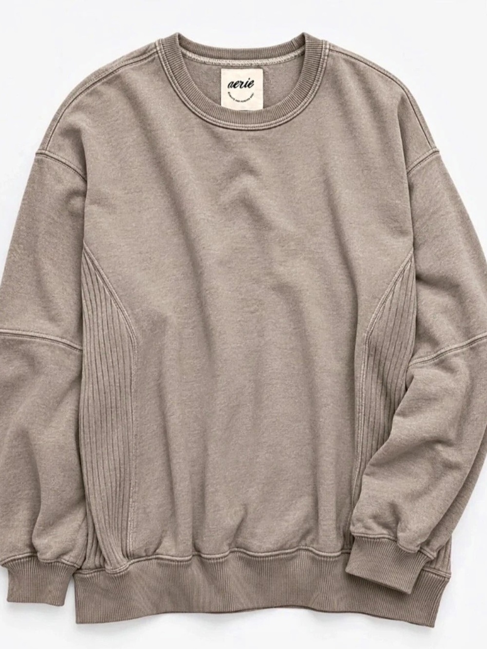 Aerie Ribbed Side Panel Crewneck Sweatshirt Oversized Small